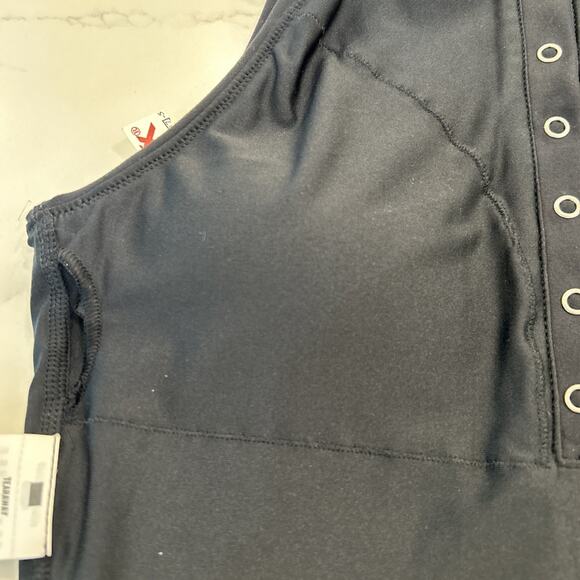 NWT YPB Abercrombie Sz X-small Black Top sculptLUX Plunge Henley Slim Tank Bra - Picture 10 of 11